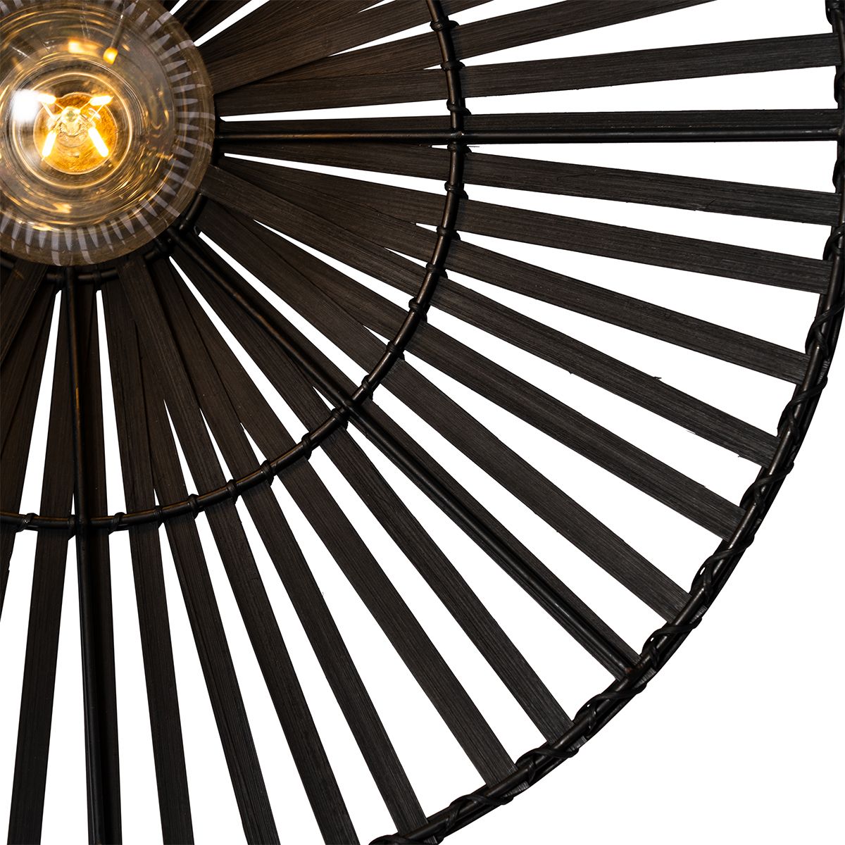 Oosterse wandlamp zwart bamboe rond - Pua