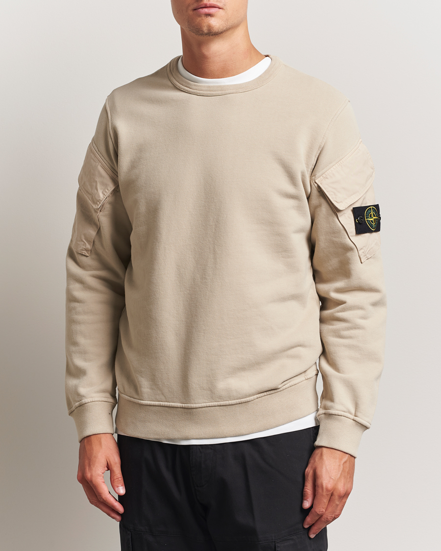 Stone Island Organic Cotton Fleece Arm Pocket Sweatshirt Desert