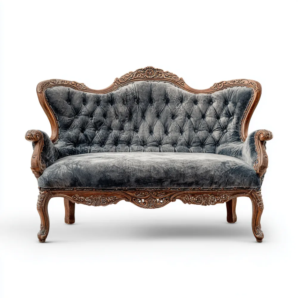 2-Sitzer-Sofa 150x80x100 cm Samtpolsterung Massivholzrahmen - Dunkelgr
