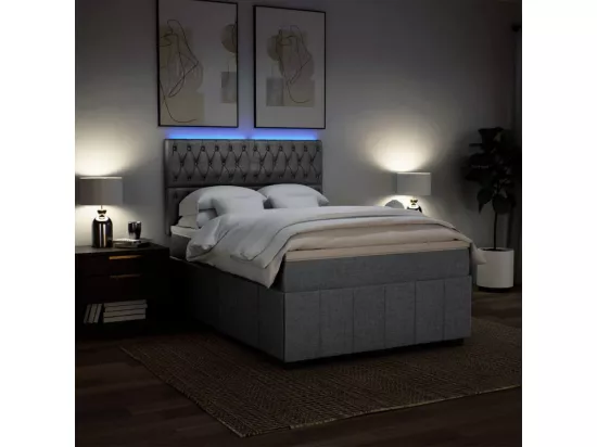 Sommier à lattes de lit avec matelas Gris clair 140x190cm Tissu