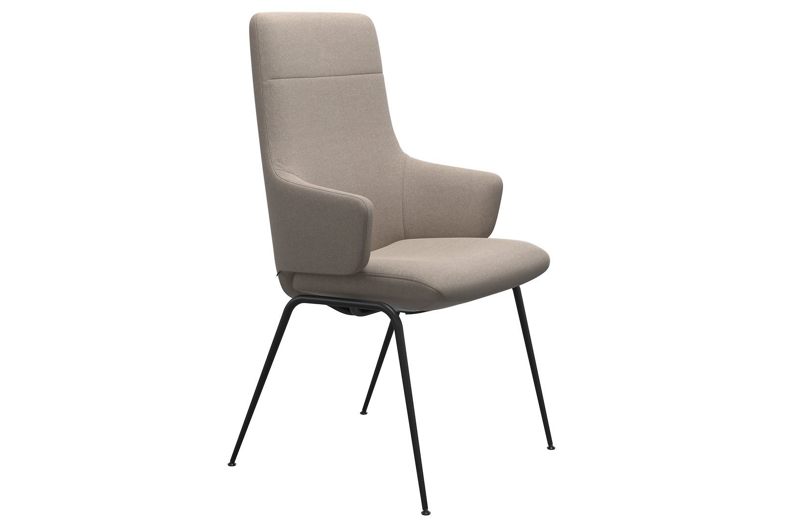 Chilli spisestol Tekstil Tulip Light Beige, large sete med sort understell