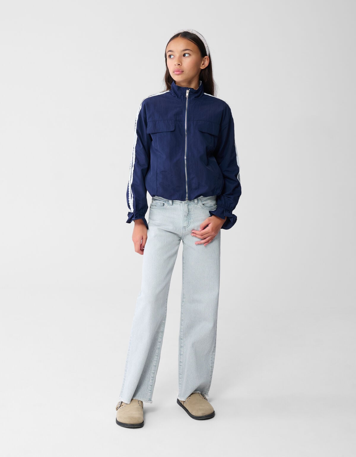 Wide Leg Fit Jeans Lichtgrijs