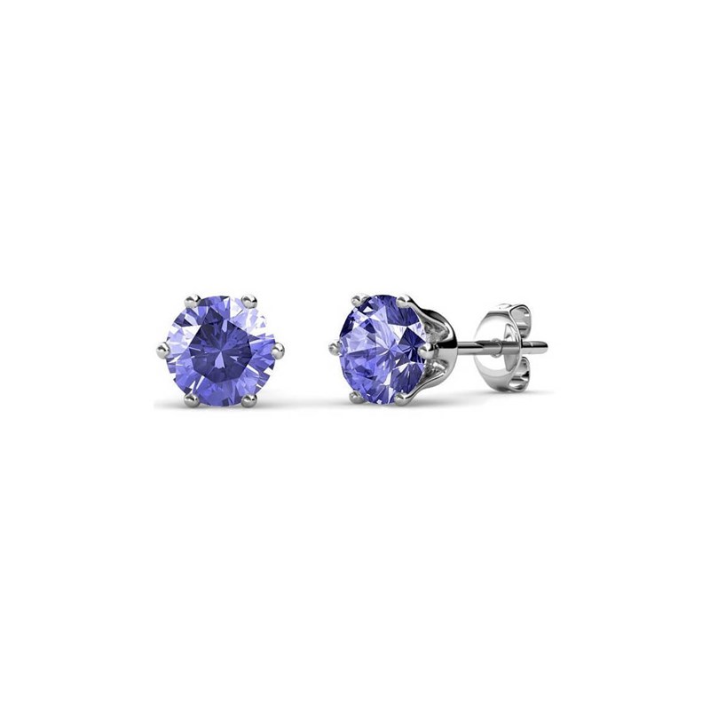 Boucles d'oreilles Birth Stone Février - Argenté et Violet