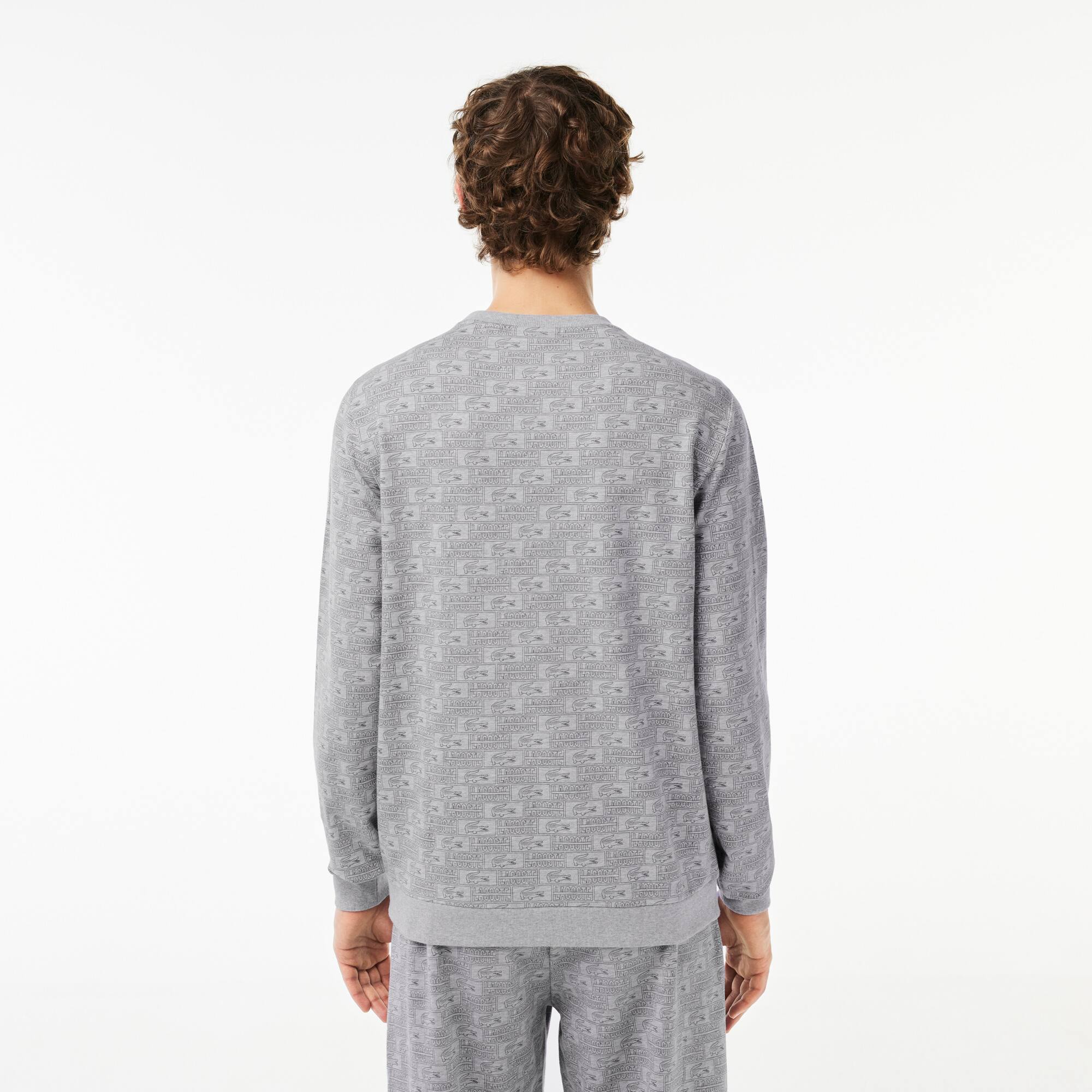 Lounge-Sweatshirt aus bedrucktem Baumwollfleece Loungewear - Grau - Lacoste - Herren