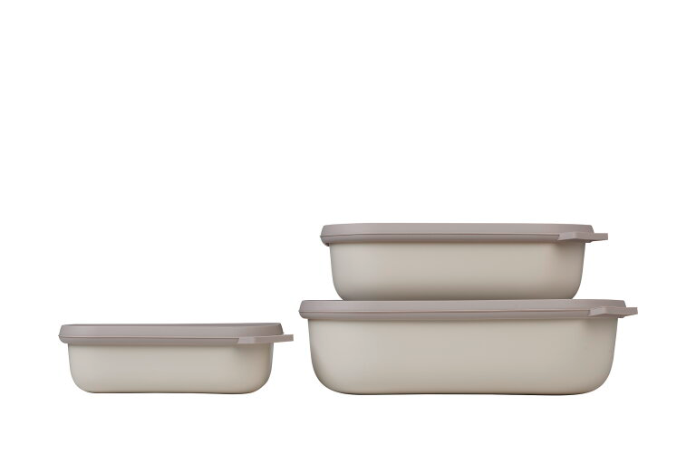 Mepal Cirqula Multischüsselset rechteckig flach 3 teilig 500 / 1000 / 2000 ml nordic white