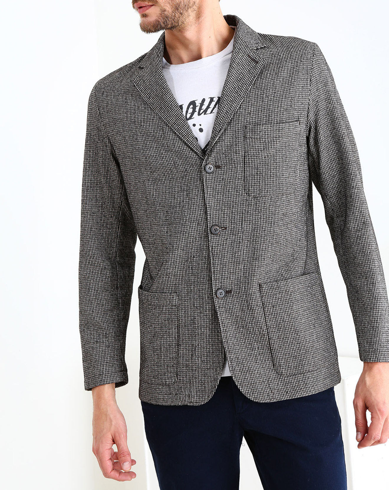 Hartford Veste en Laine & Coton Job Quadrillée taupe/noir