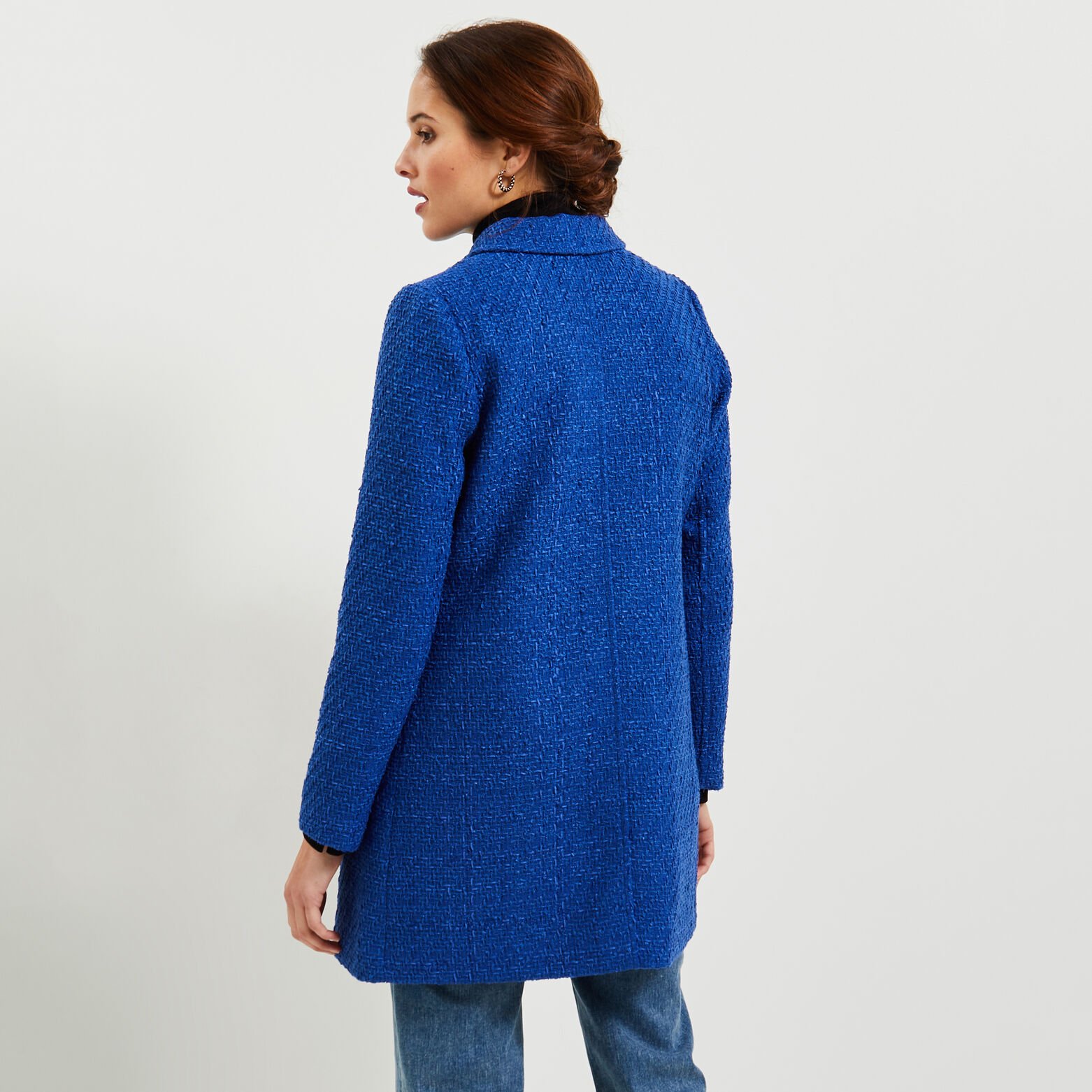 Manteau mi-long en tweed femme