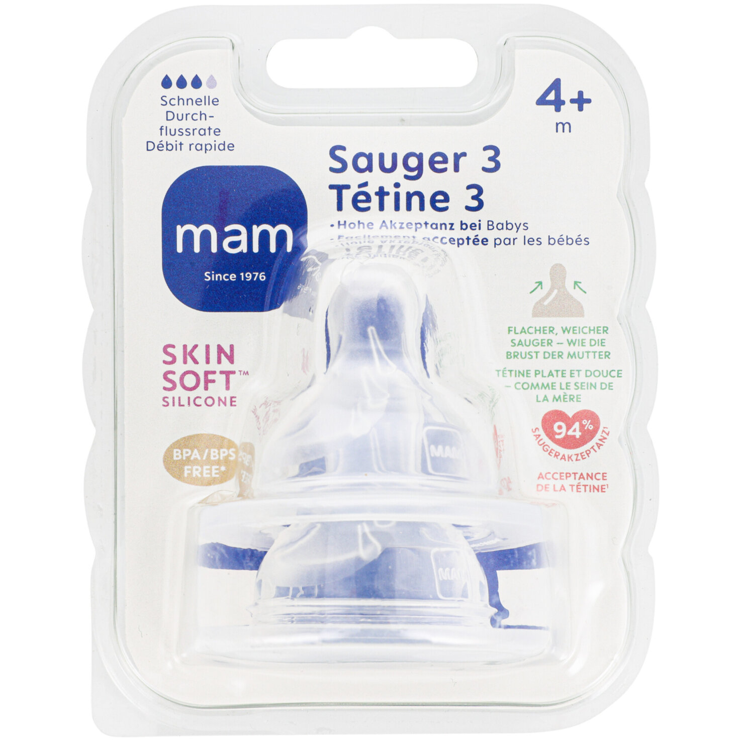 MAM Sauger 3 Silikon Silikon 4m 2 Stück