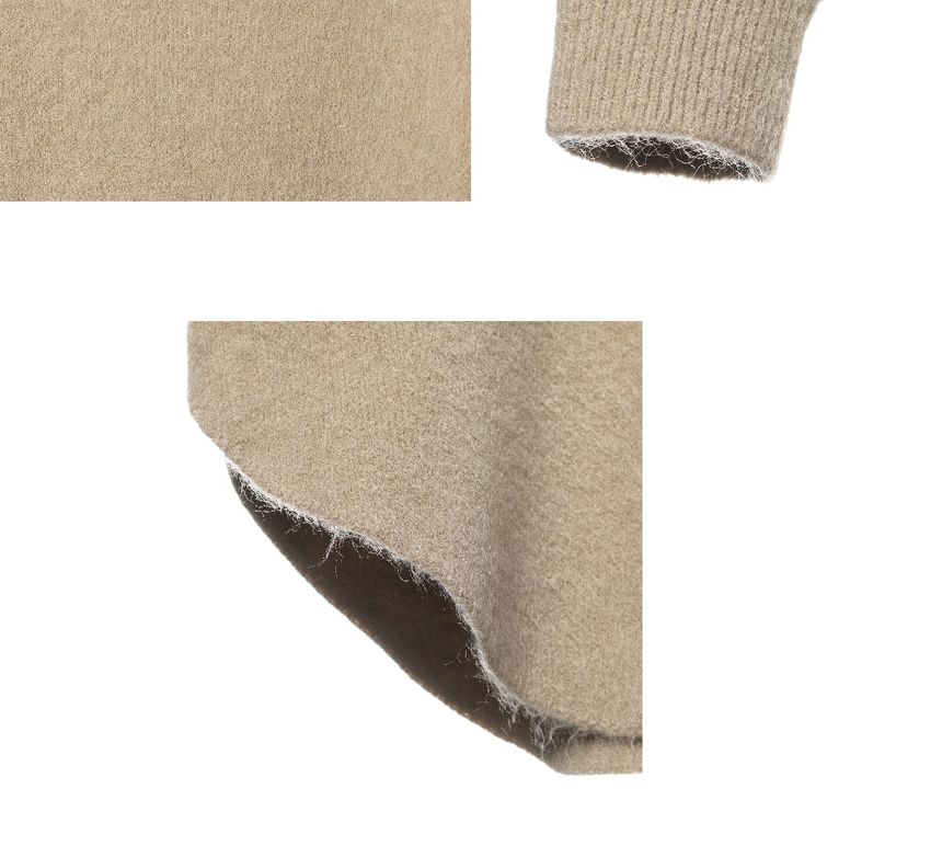 Erione - Ronde hals, effen, oversized trui met split