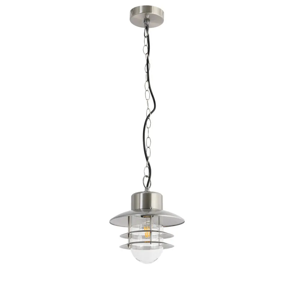 Qazqa hanglampen buiten shell zilverkleurig e27