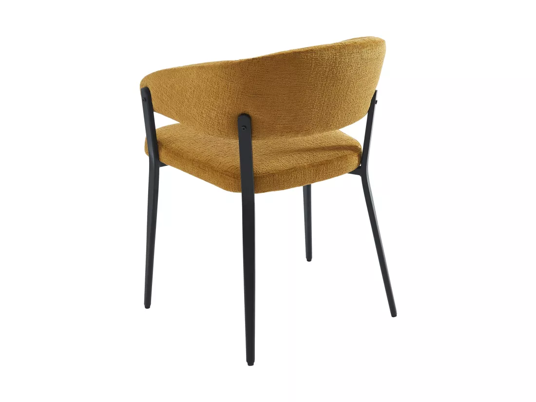 Lot de 6 chaises avec accoudoirs en tissu et métal noir - Jaune moutarde - AVRELA