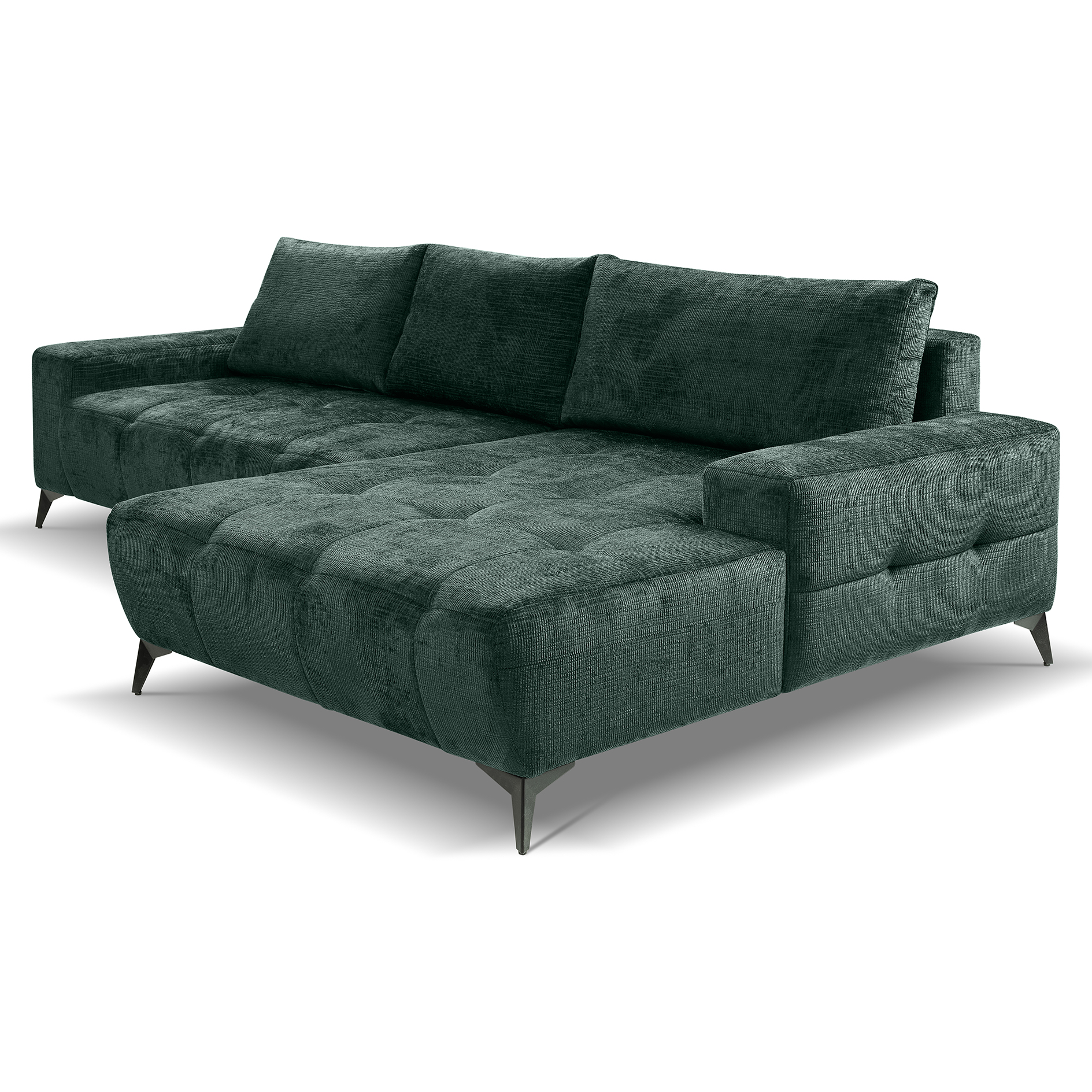 Ecksofa - jungle green - Liegefunktion - Staukasten - Longchair rechts