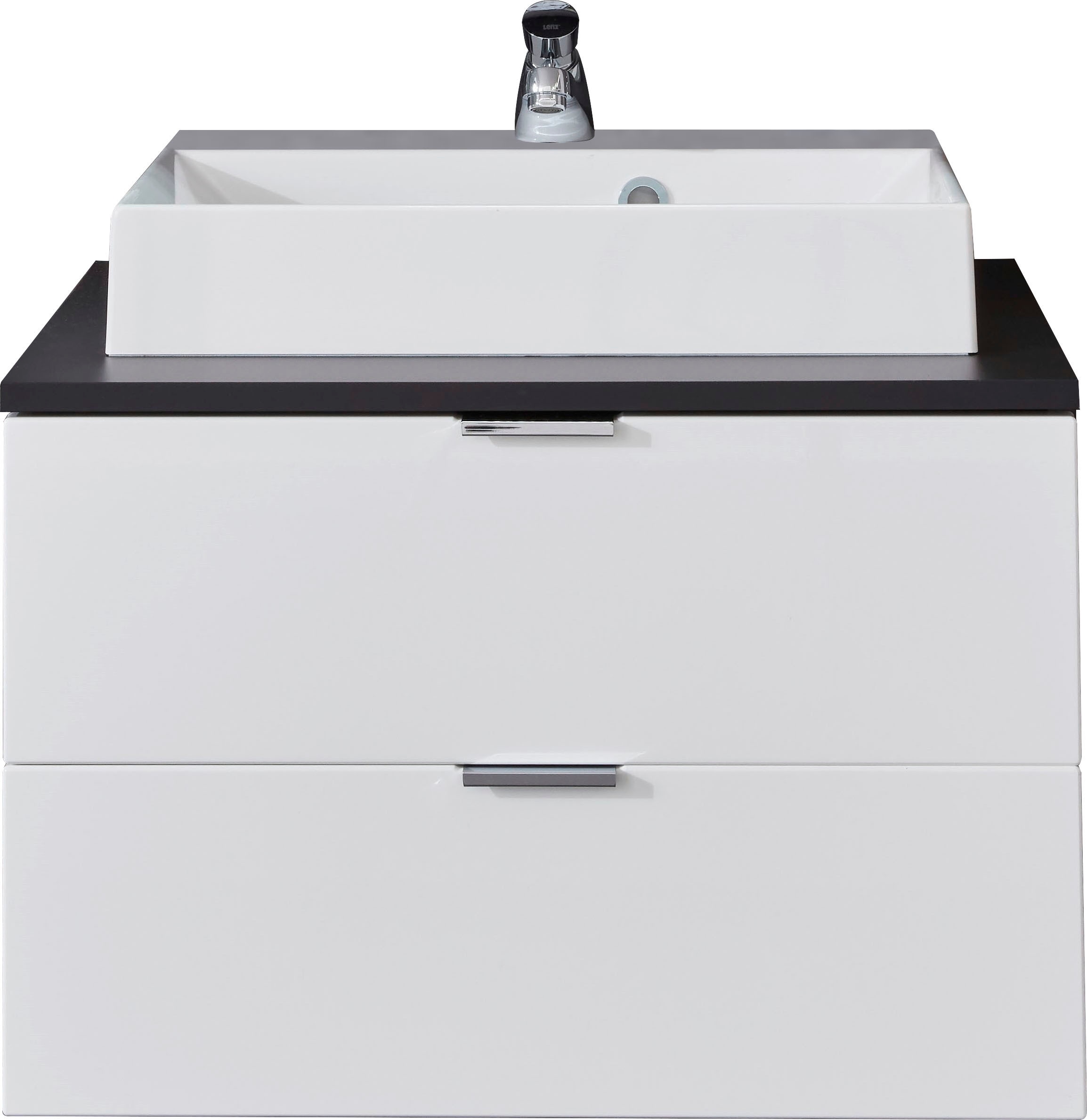 welltime Waschtisch »Cervio« 2 Stk. tlg. Waschbeckenunterschrank mit Metallgriffen und Mineralguss-Waschbecken