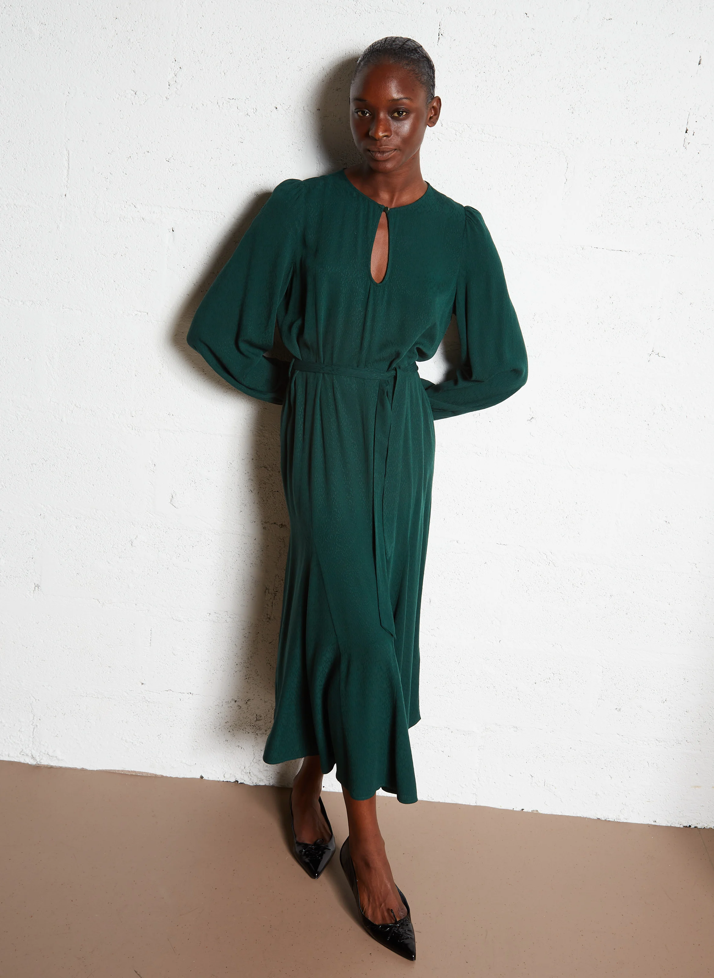 RAFALIA - Robe longue col rond| Vert