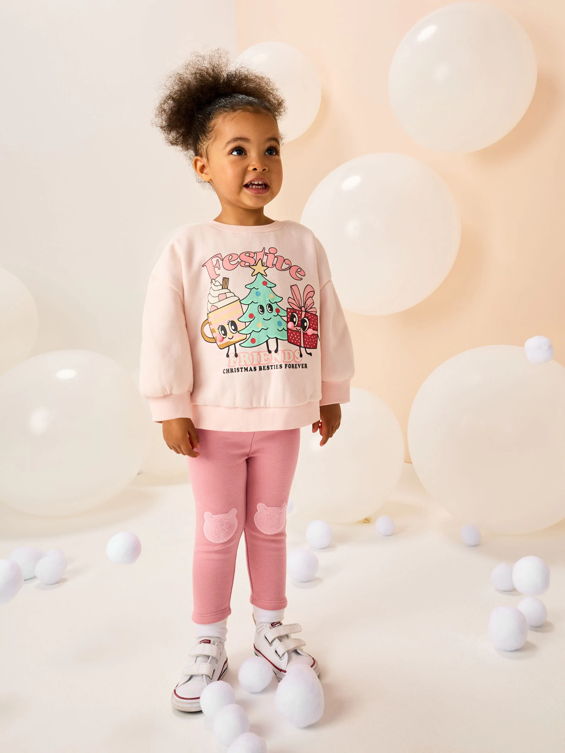 Lichtroze feestelijke Friends Kerstmis - Sweatshirt met ronde hals (3 mnd-7 jr)