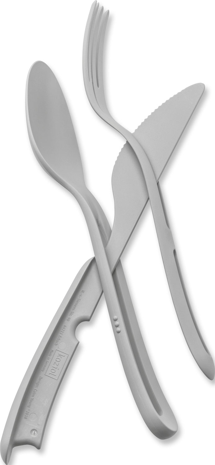 Koziol Klikk Besteck-Set 3-tlg. softgrey