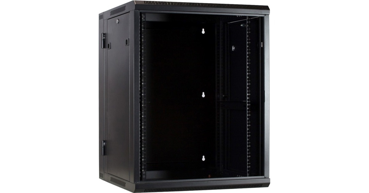 DSI15U wandkast (kantelbaar) met glazen deur - DS6615-DOUBLE server rack  (Zwart, 600 x 600 x 770mm)