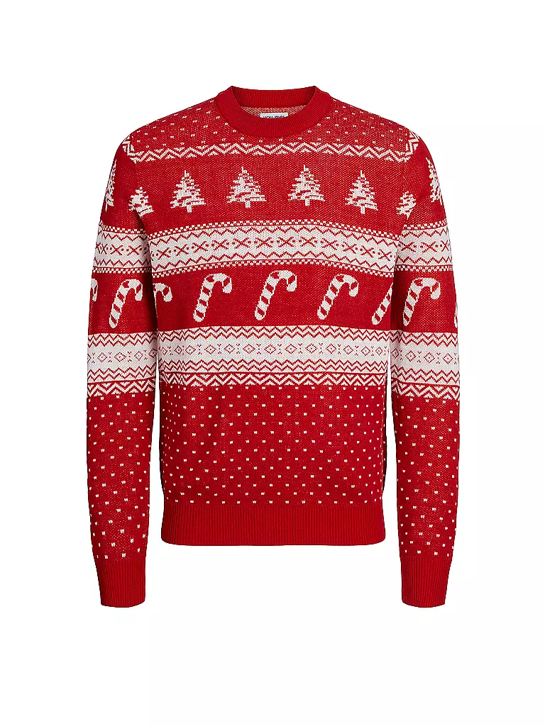 JACK & JONES Pullover JJXMAS GABRIEL dunkelrot