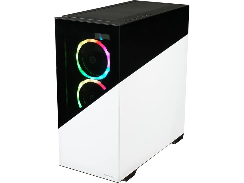 Enermax PC-Gehäuse ENERMAXK8 Schwarz/Weiss Gaming-Mid-Tower mit ausgezeichneter Luftversorgung