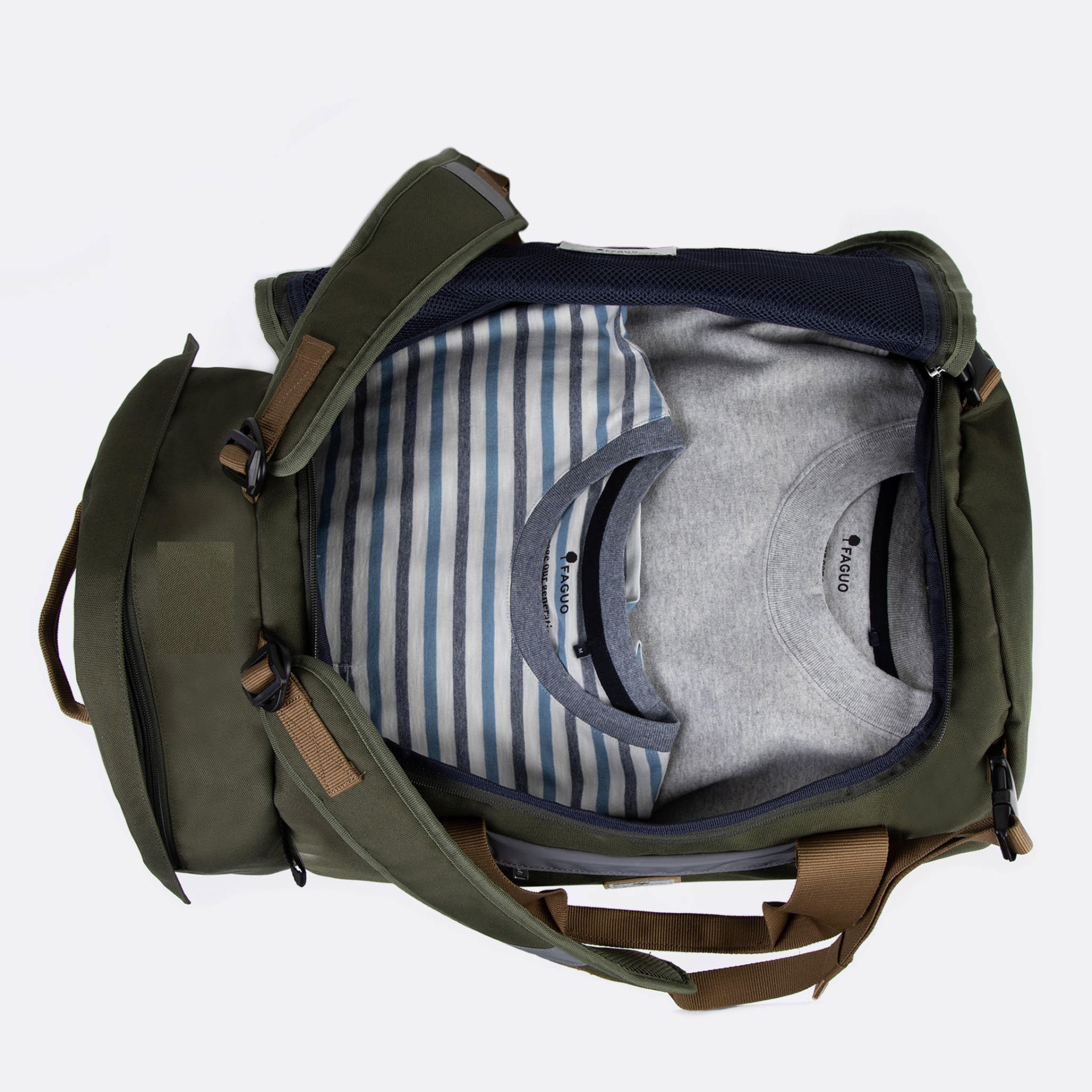 Sac de voyage kaki vegan polyester recyclé - modèle big duffle