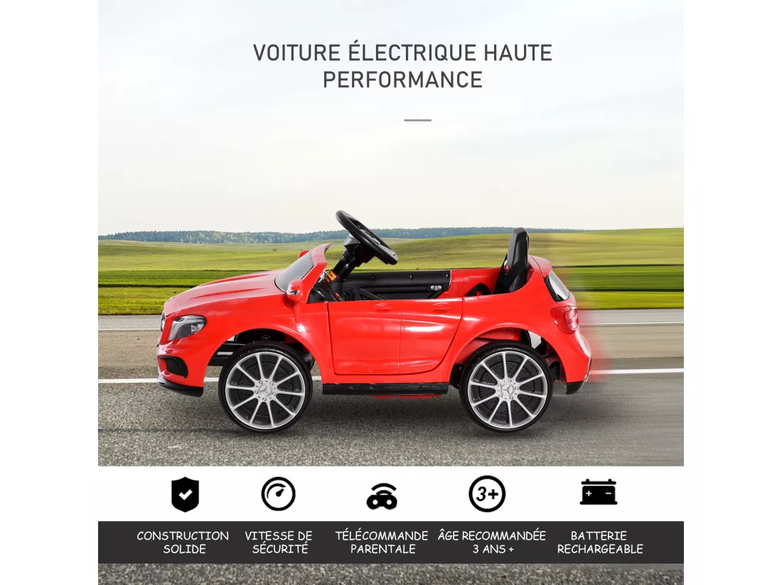 Voiture véhicule électrique enfant 6 V 7 Km/h max. télécommande effets sonores + lumineux Mercedes GLA AMG rouge