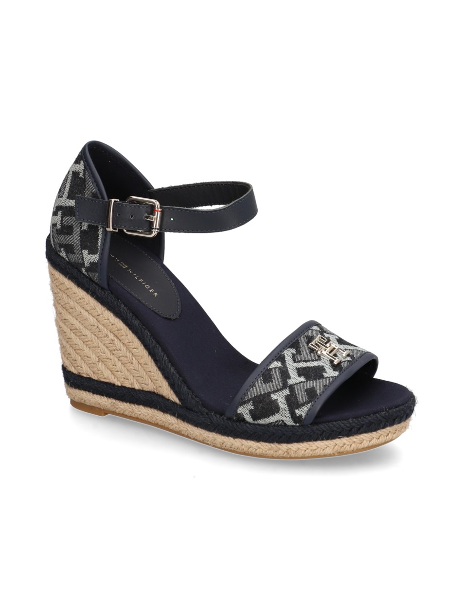 TH MONOGRAM DENIM WEDGE