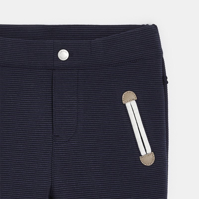 Pantalon enfilable maille fantaisie côtelée bleu marine bébé garçon Bleu
