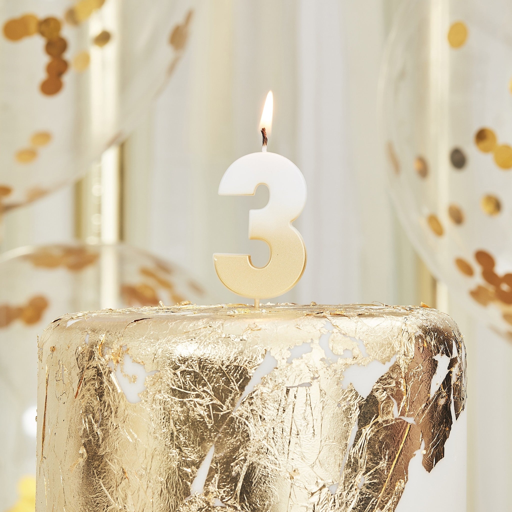 Goud Witte Kaars 3 Jaar 5cm