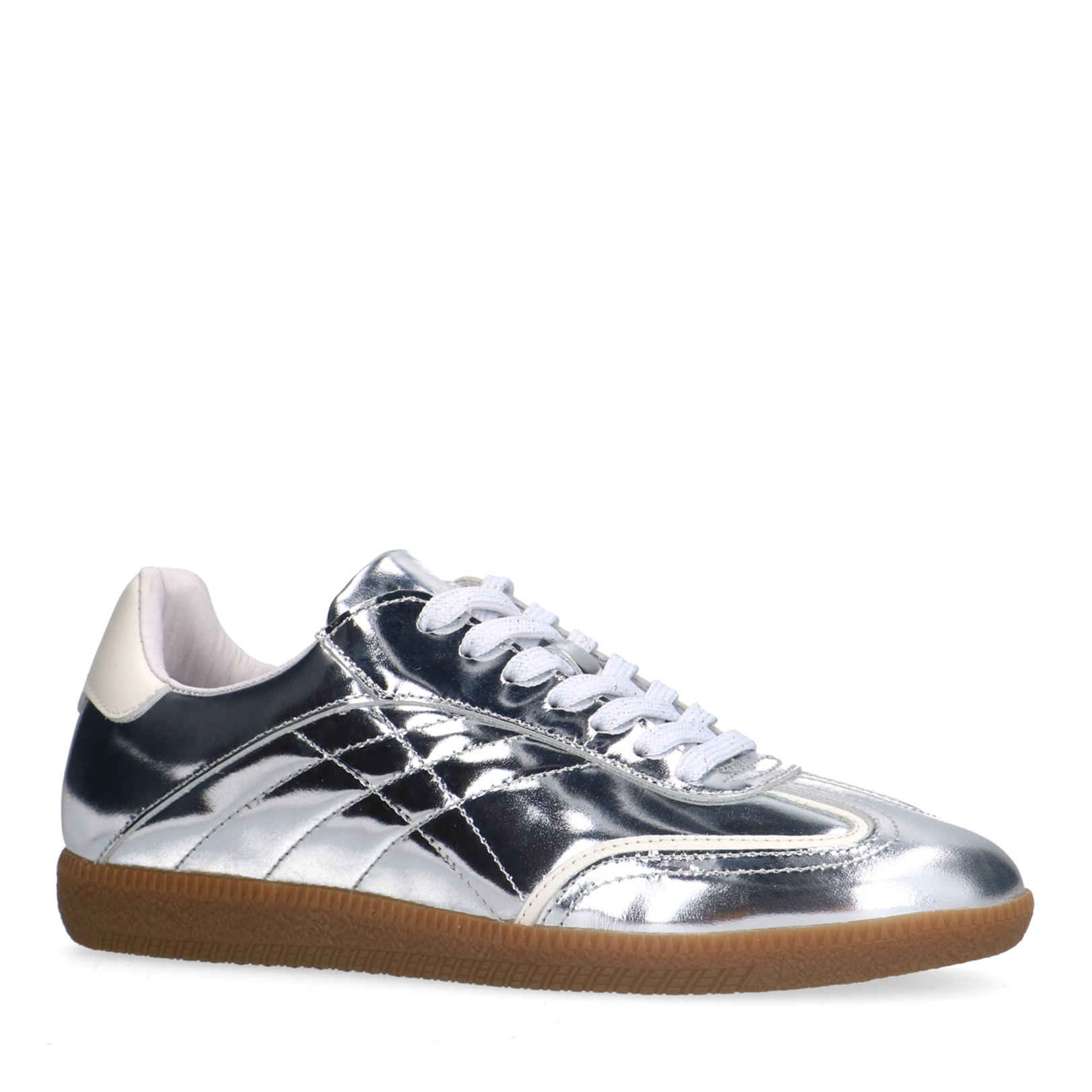 Zilveren leren sneakers