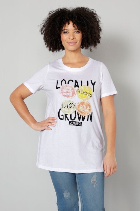 T-Shirt, Classic Fit, Schrift, Applikationen, Rundhals, Halbarm