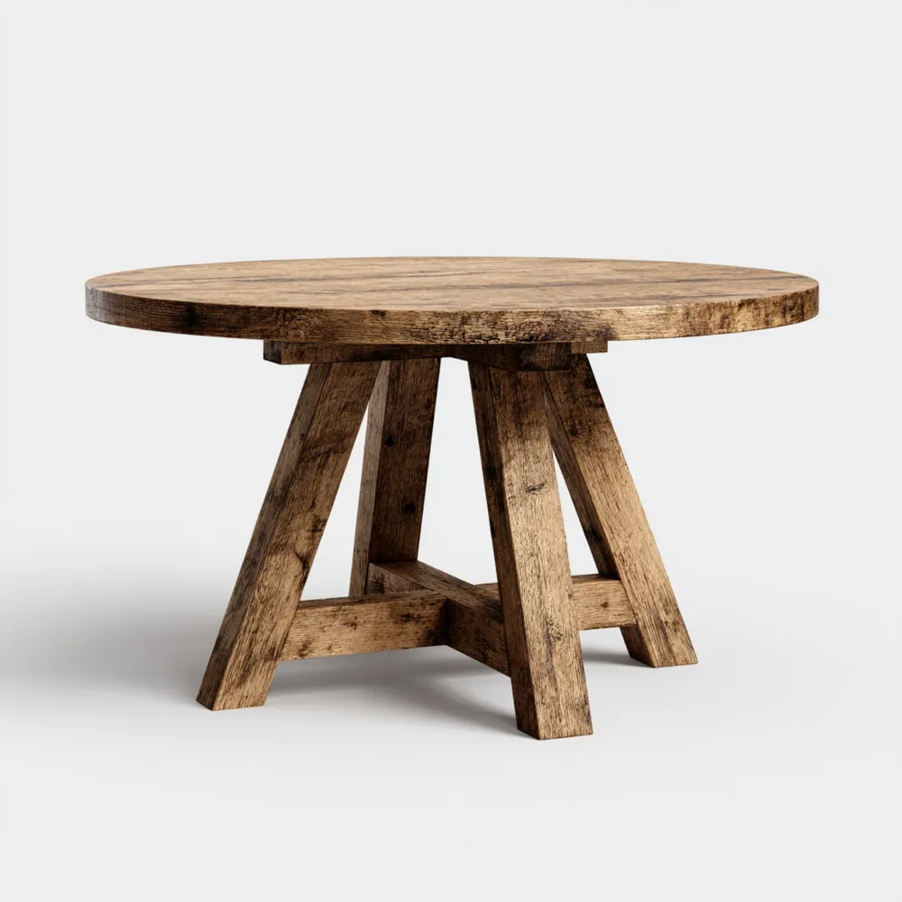 Runder Esstisch aus Massivholz 120x120x75 cm - Rustikales Design