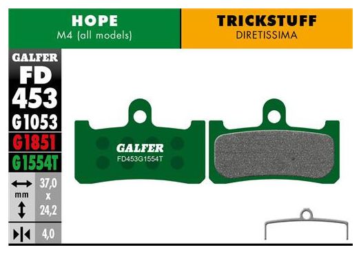 Paire de Plaquettes Galfer Semi-Métalliques Hope M4/Trickstuff Diretissima Pro