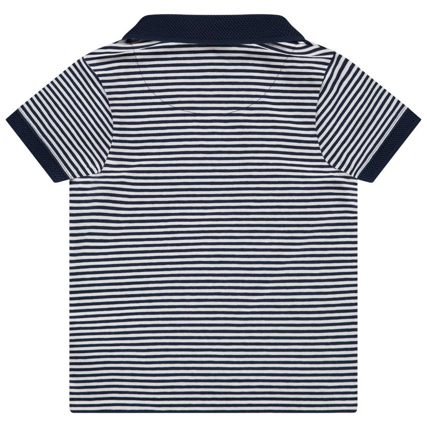 Polo manches courtes à rayures en jersey pour bébé garçon - Bleu marine