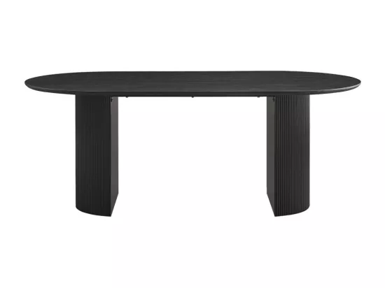 Table à manger ovale VAGOS effet bois brun foncé longueur 200cm, idéal pour une salle à manger conviviale