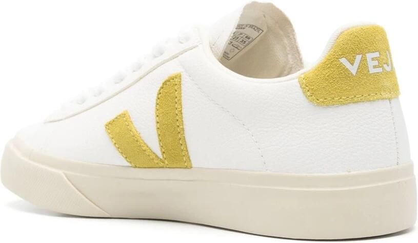 Veja Gecoate Katoenen Sneakers Wit Limoengroen White Dames