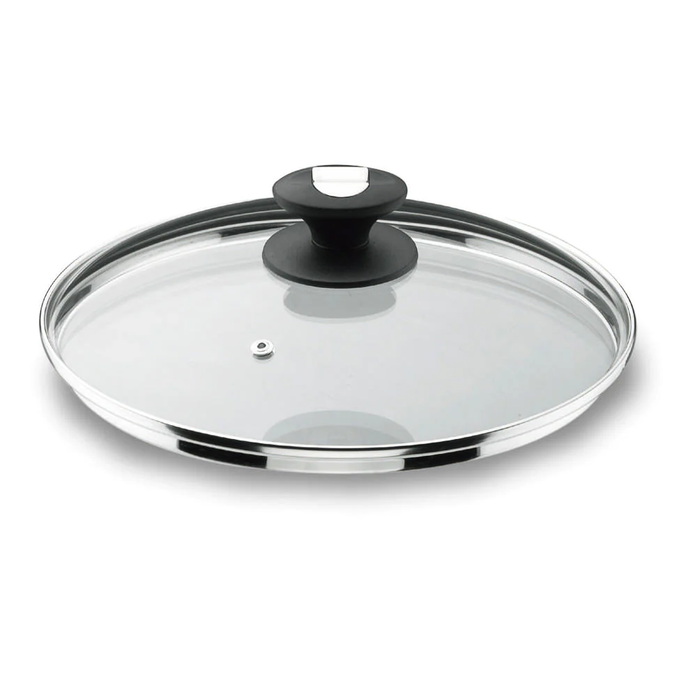 Couvercle en verre bord inox 22 cm Lacor