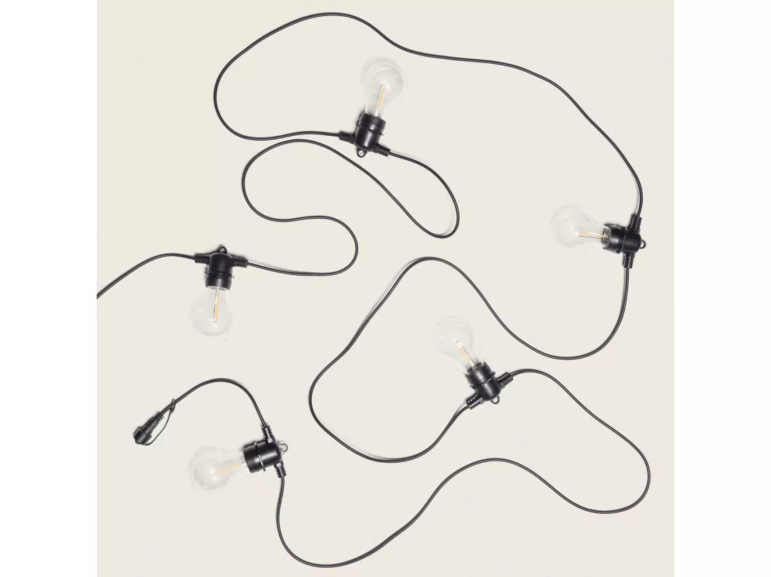 Guirlande Extérieure avec 5m Noire + 5 Ampules Filament LED E27 24V Noir