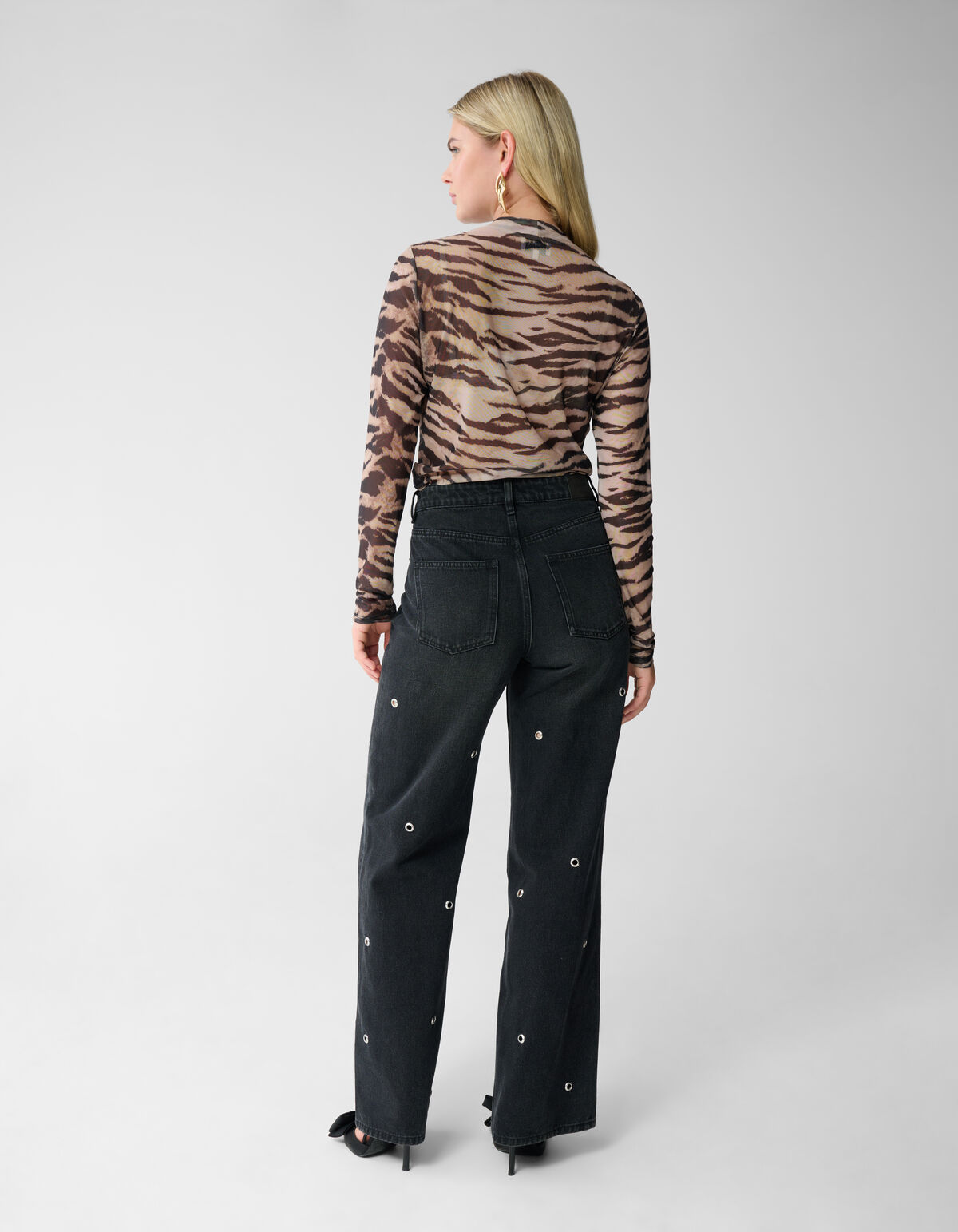 Mesh Tiger Top Lichtbruin