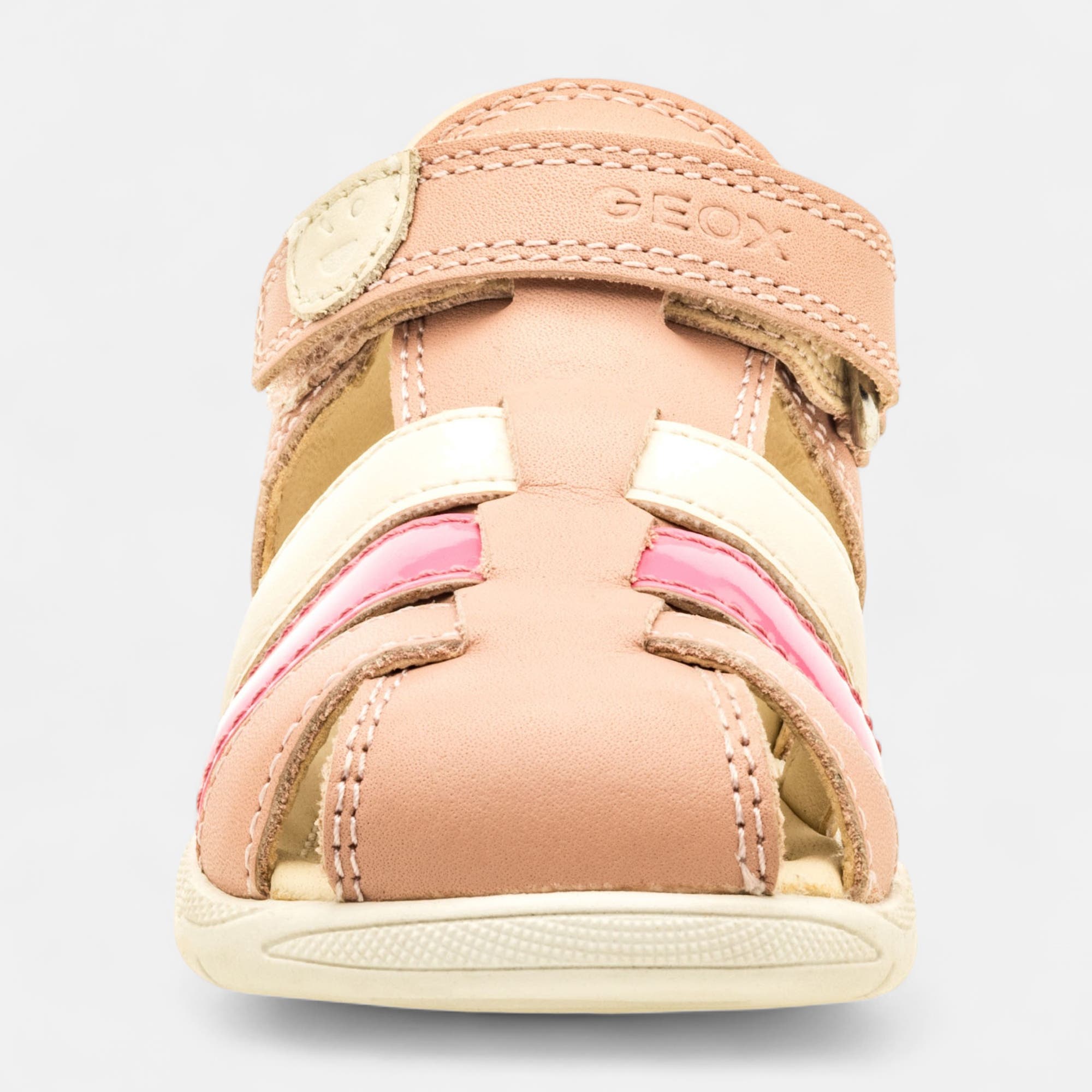 Nu-pieds Bébé fille en cuir rose