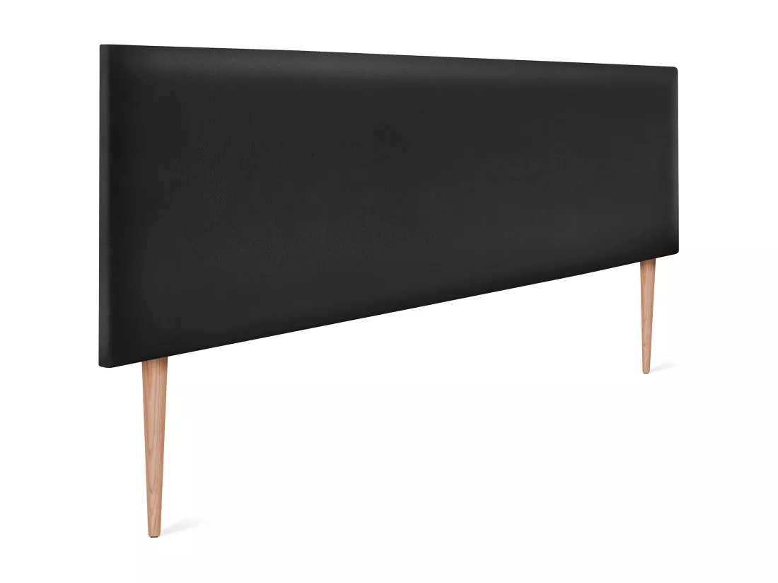 DHOME Tête de lit simili cuir lisse 160x105cm avec pieds Lits 150/160 - Noir