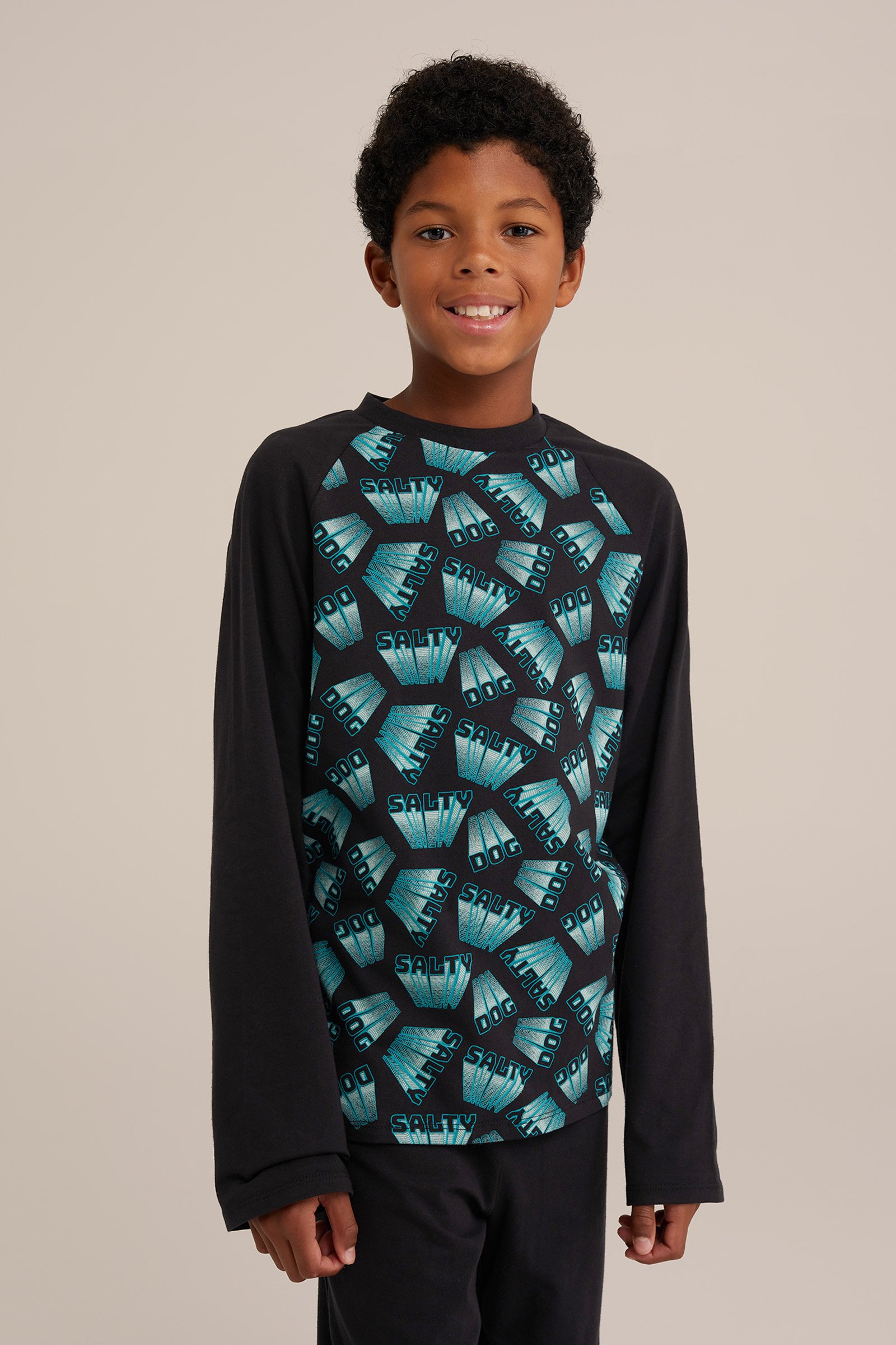 Jongens pyjamaset met dessin Salty Dog Zwart