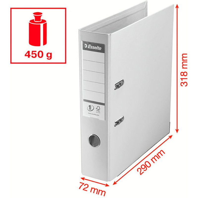 Classeur à levier cartonné Esselte No. 1 Power A4 - Dos 7,5 cm - vert