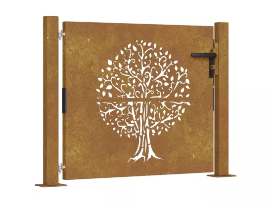 Portail de jardin 105x105 cm acier corten conception de l'arbre