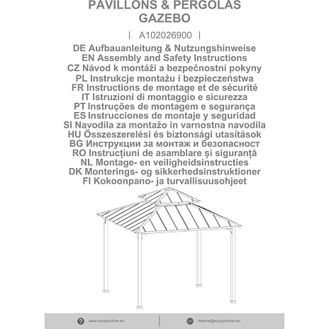 Stålpavillon pasu - 300cm x 300cm
