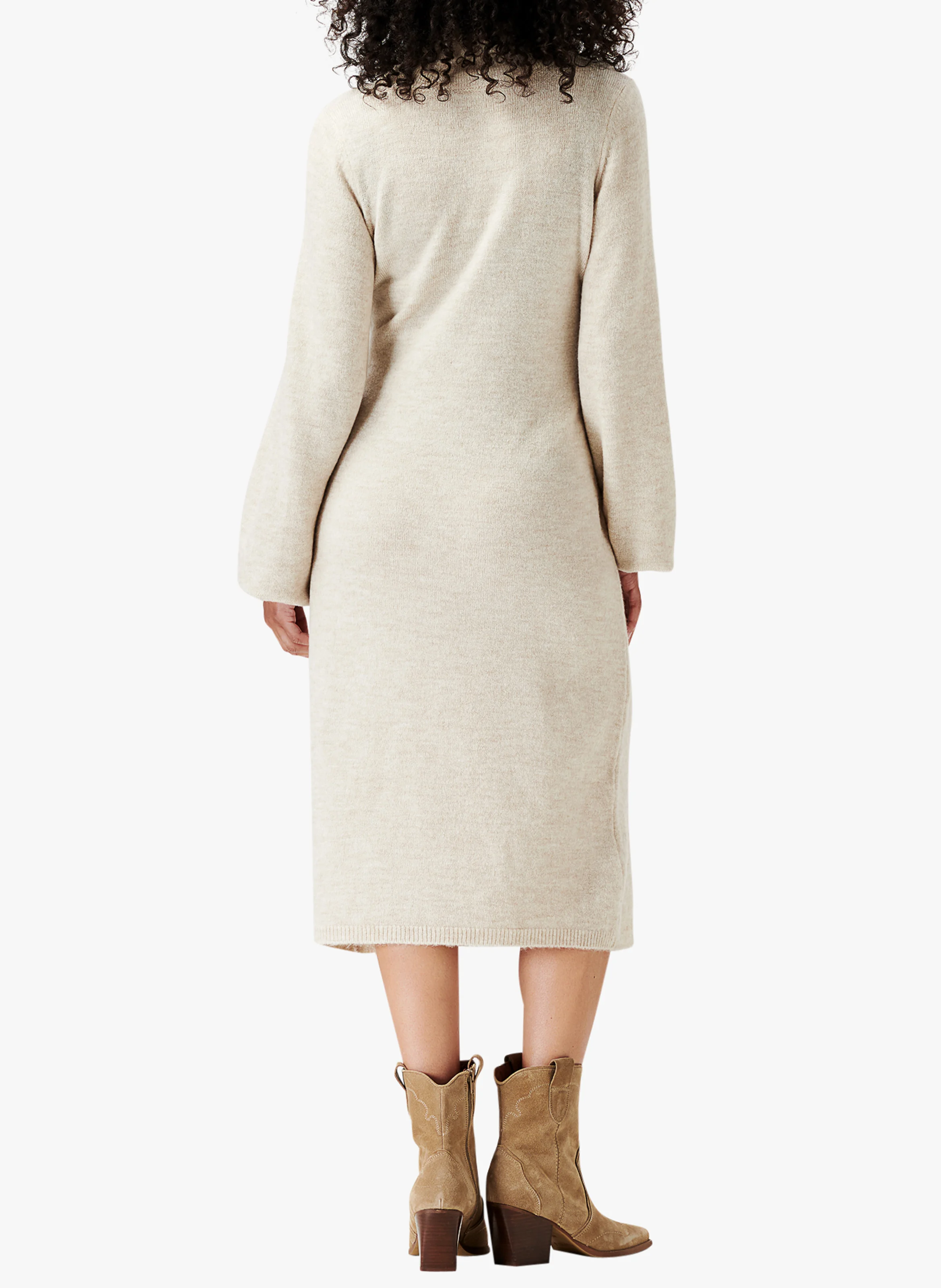 RUSSELL - Robe de grossesse col roulé | Beige