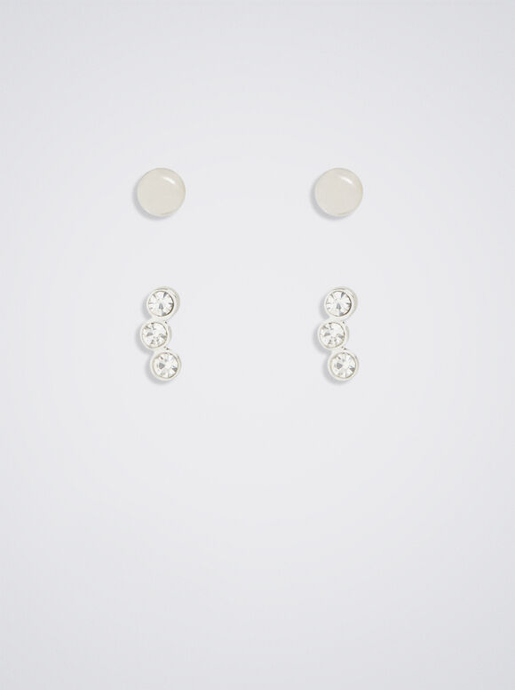Conjunto de brincos de cristal - Prata