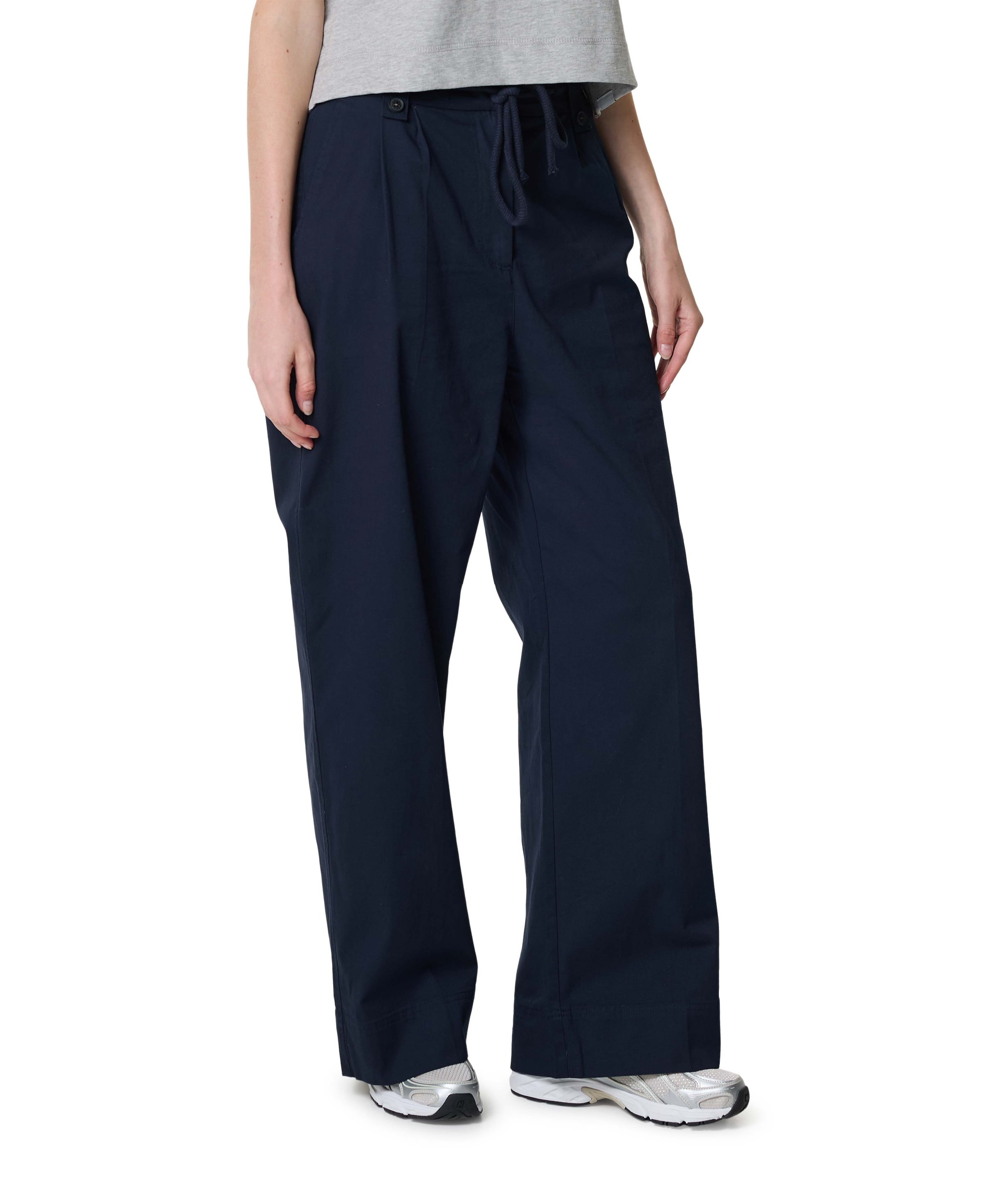 YAYA Geweven met strikkoord dames broek blauw