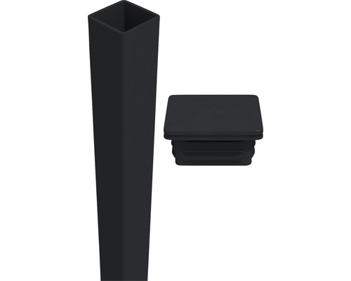 GroJa Novara DB703 aluminium paal inclusief kap, 6 x 6 x 240 cm, voor inbetonnering, antraciet