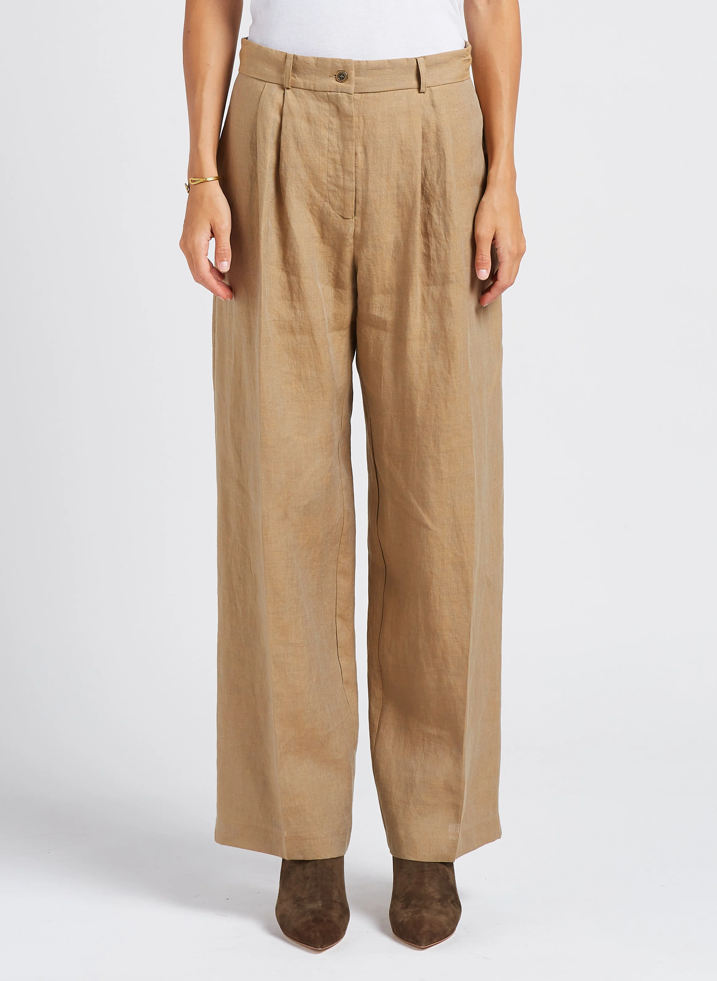 TAUSTIN - Pantalon large à clous colorés | Beige