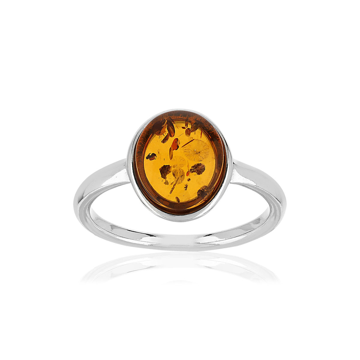 Bague argent 925 ambre ovale